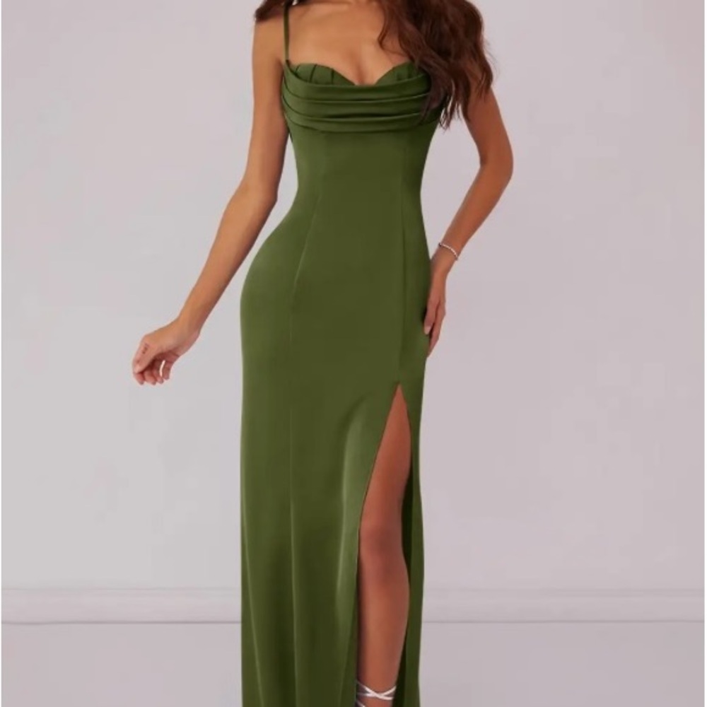 Azazie Olive Strapless Sweetheart Slit Evening Gown bridesmaid dress
